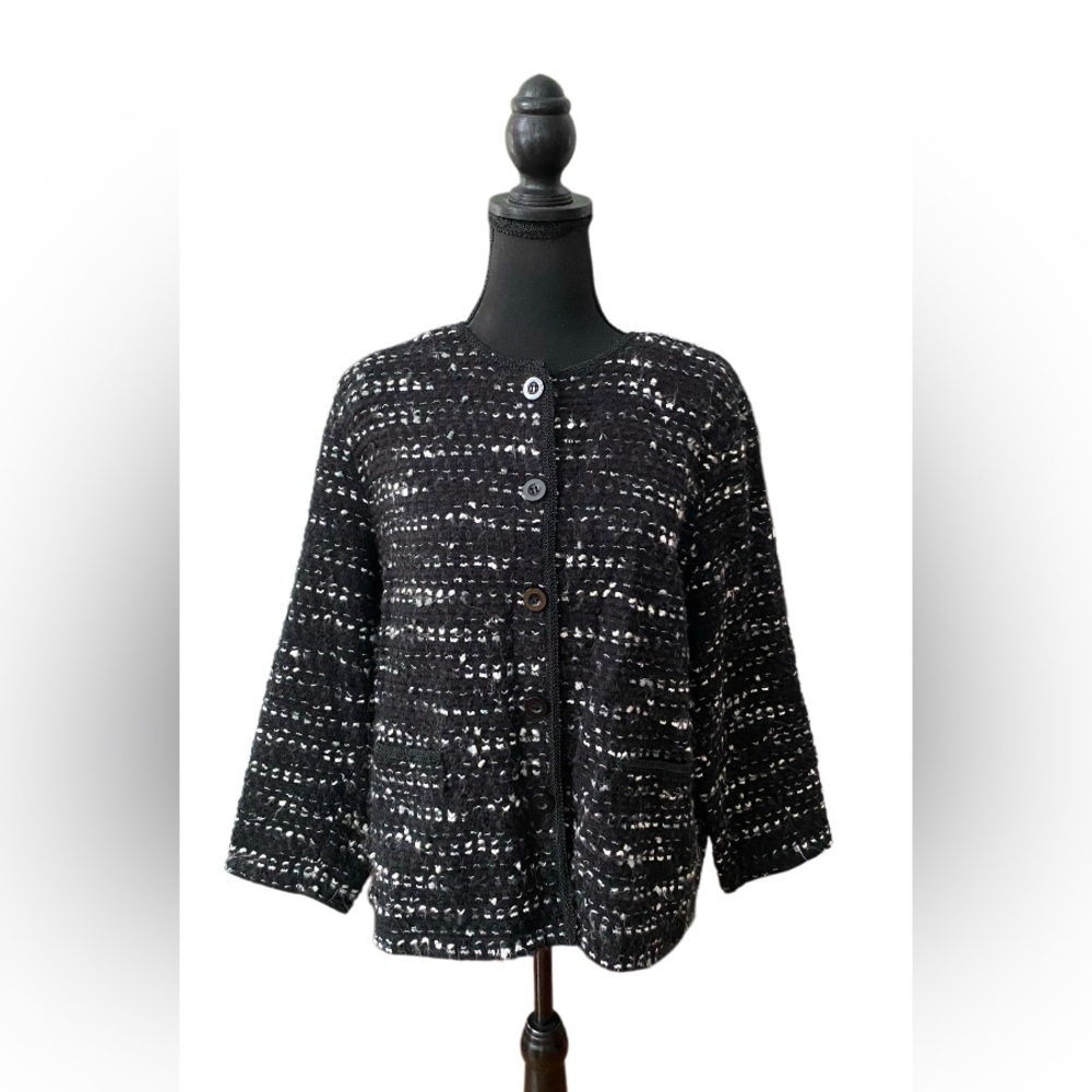 JM Collection: Black, Gray & White Jacket Sweater